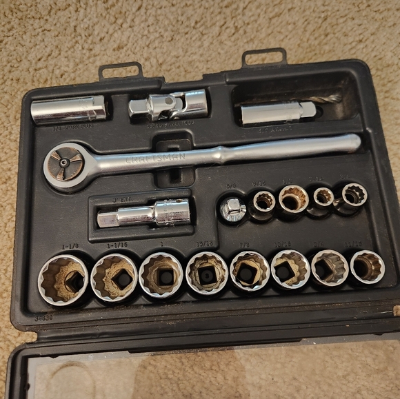 Craftsman 17Pc 1/2" Drive Ratchet Socket Set Vintage 34830 USA Mechanics Tools - Picture 2 of 2